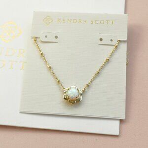 Kendra Scott Susie Collection. Gold Bright White Kyocera Opal Necklace